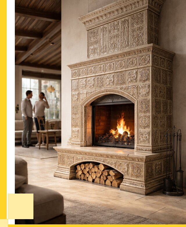 Купить изразцовый камин в Перми от 267775 р. | ЭриданПрм