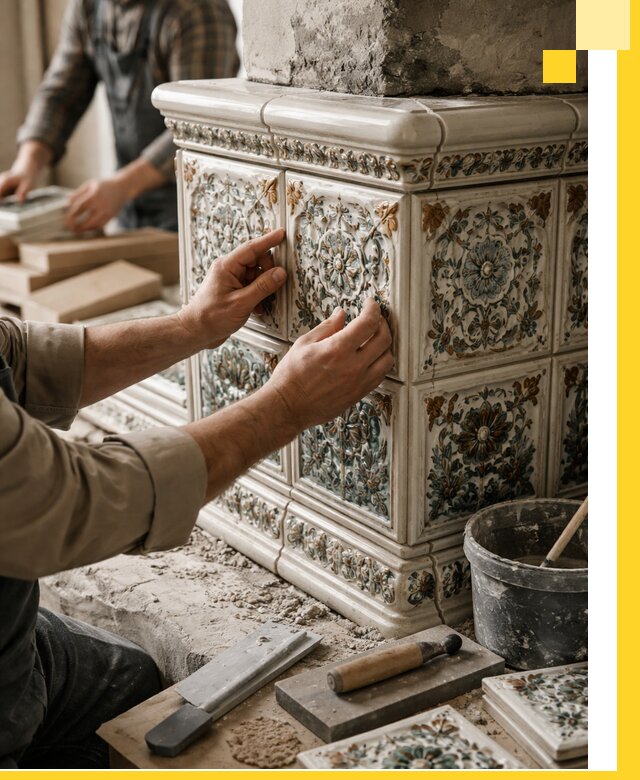 Изразцовые камины под ключ в Перми: проект и монтаж