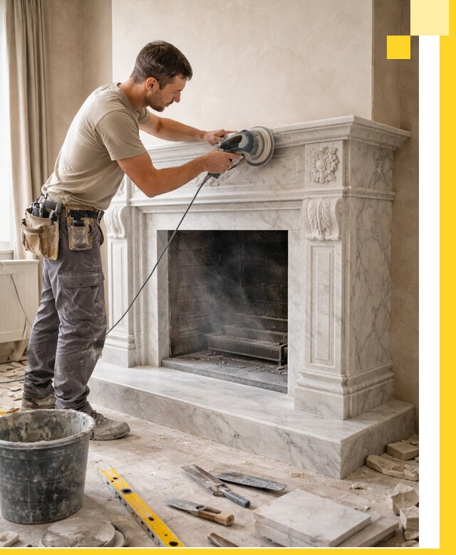 Изготовление и установка мраморных каминов в Перми под ключ