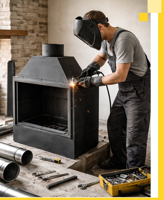 Продажа и установка металлических каминов в Перми под ключ