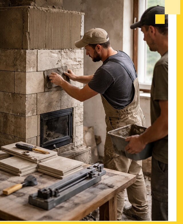 Профессиональная облицовка печей в Перми: керамика и камень