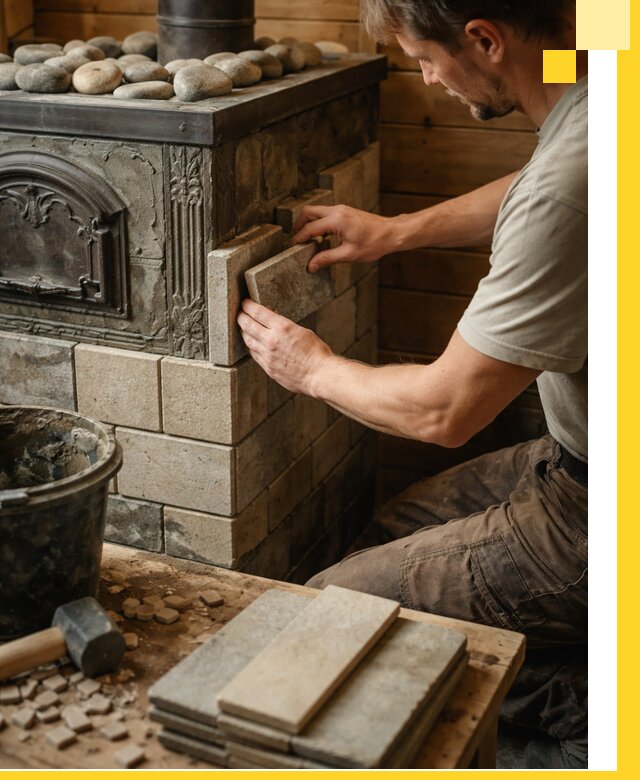 Облицовка банных печей в Перми профессиональная отделка