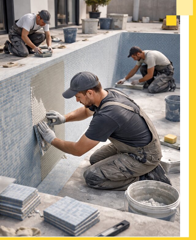 Облицовка бассейнов в Перми плитка мозаика гидроизоляция