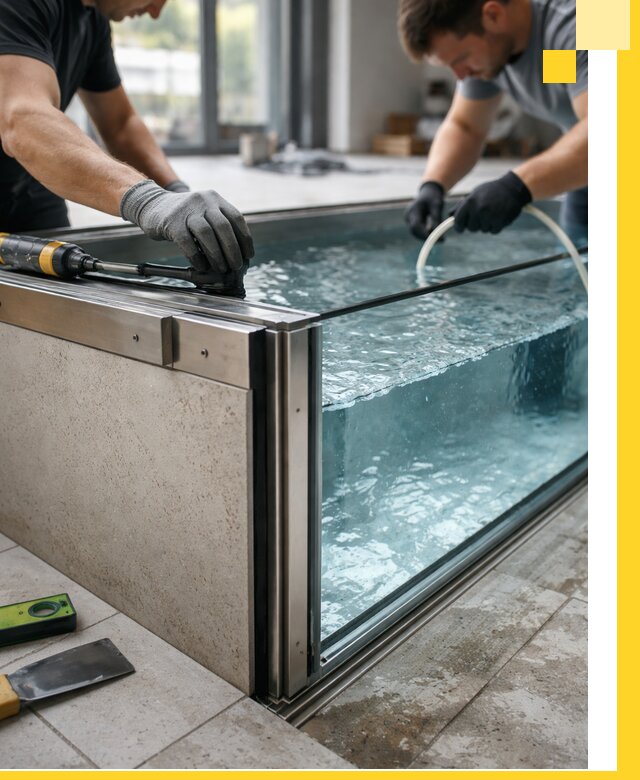 Проектирование и монтаж стеклянных бассейнов в Перми