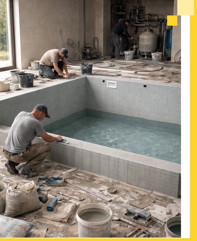 Строительство и монтаж бассейнов в помещении в Перми