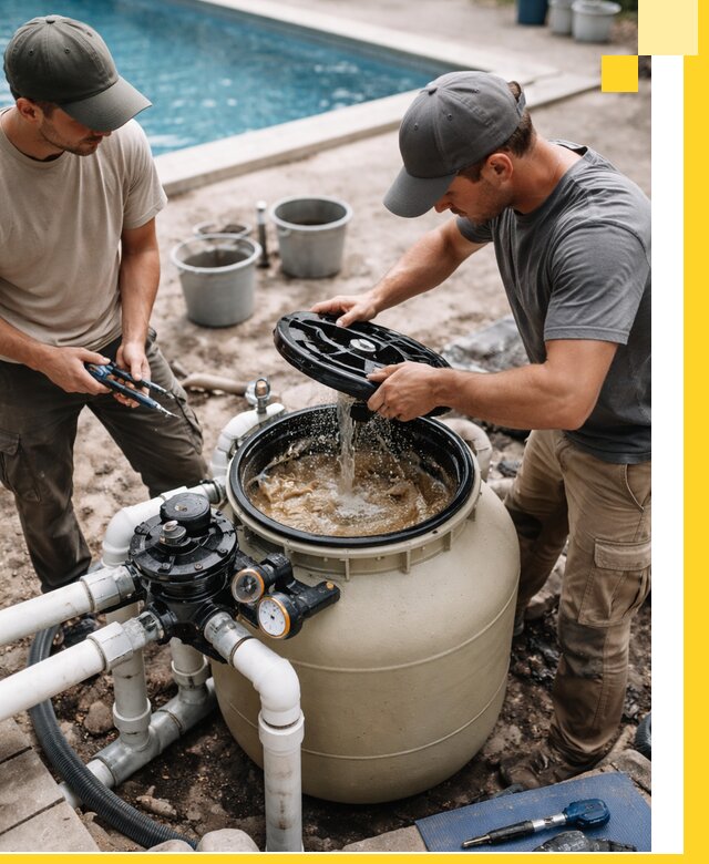 Установка и обслуживание песочных фильтров для бассейнов в Перми