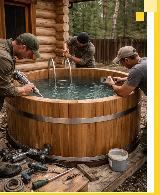 Строительство бань с купелью под ключ и отделкой в Перми