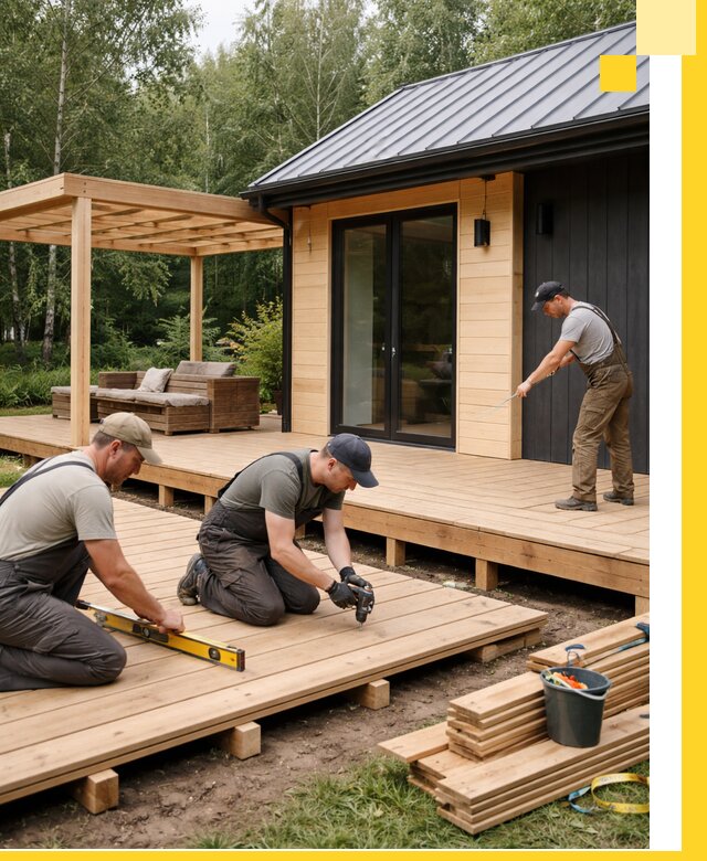 Строительство бань с террасой и бассейном под ключ в Перми