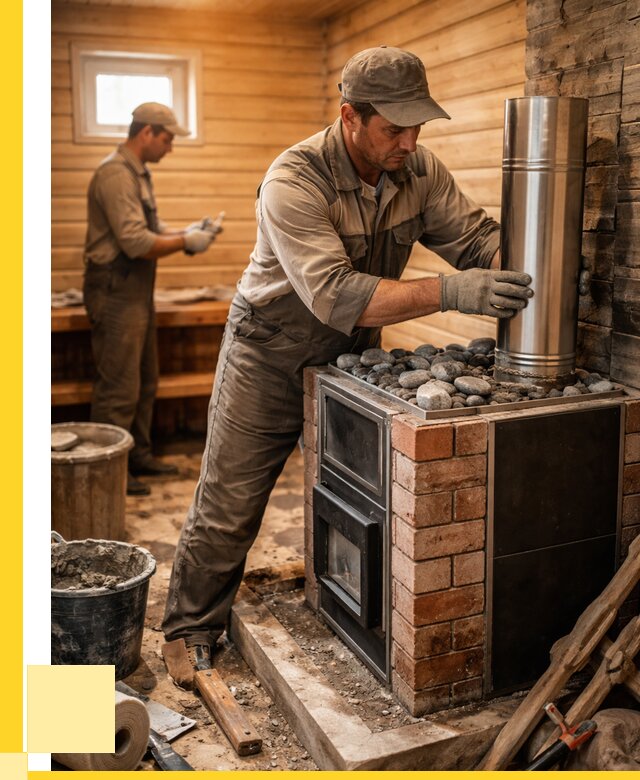 Монтаж печи в бане под ключ в Перми от 21422 р. | ЭриданПрм