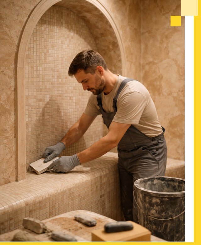 Профессиональная отделка хамамов с мозаикой под ключ в Перми