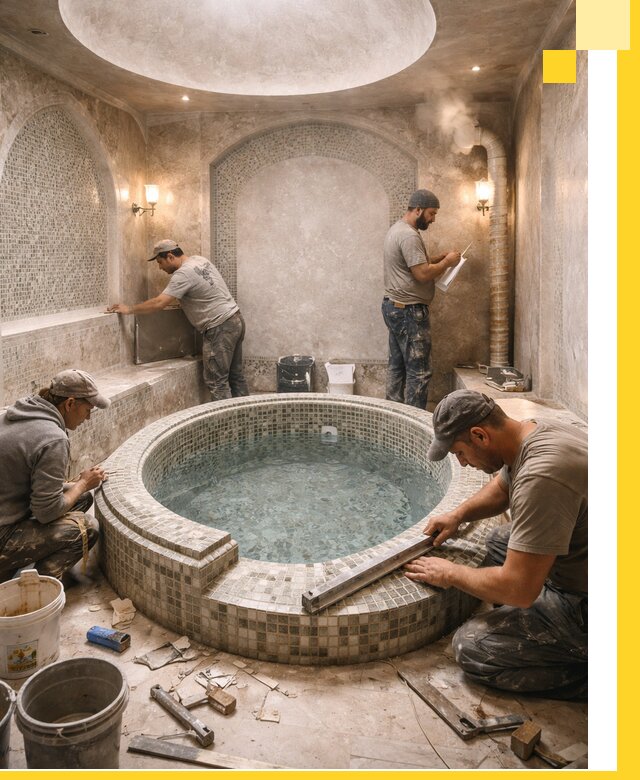 Профессиональное строительство хамама с бассейном в Перми под ключ