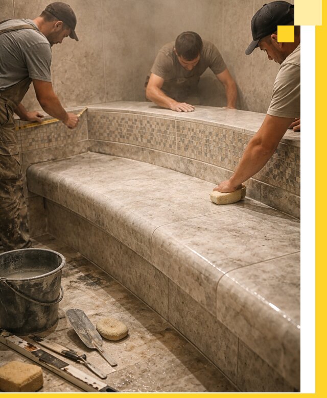 Изготовление и установка сидений для хамама в Перми