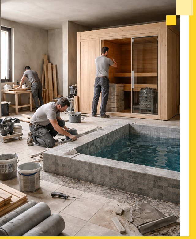 SPA зоны под ключ с бассейном сауной и печью в Перми